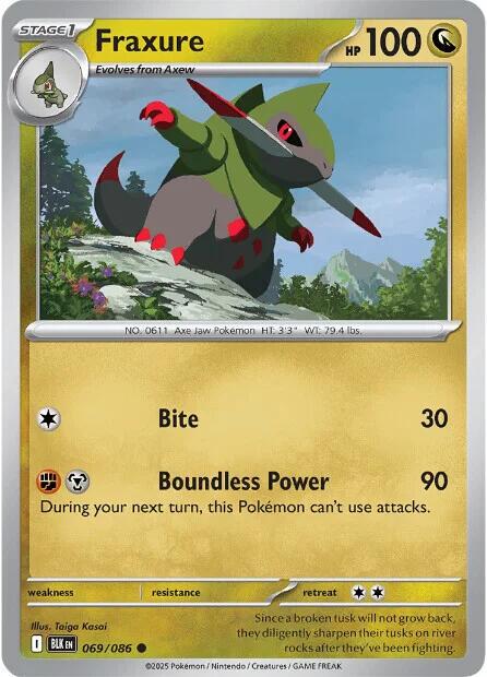 Black Bolt Fraxure Pokémon card